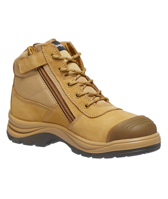 Tradie Zip/Lace Steel Cap Safety Work Boots 5" - Wheat K27100