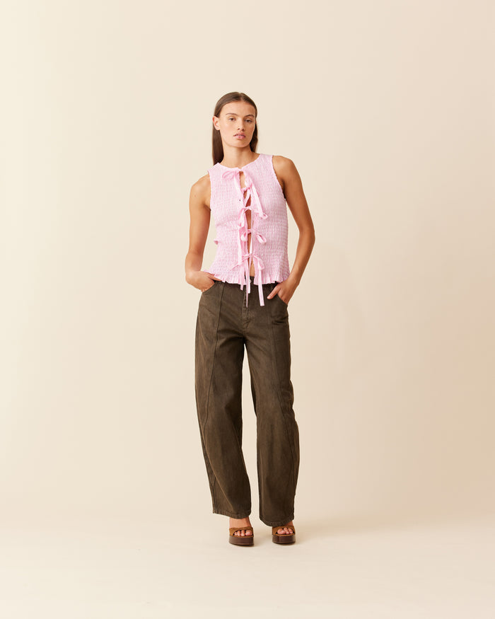 TRULLI TIE TOP PINK STRIPE
