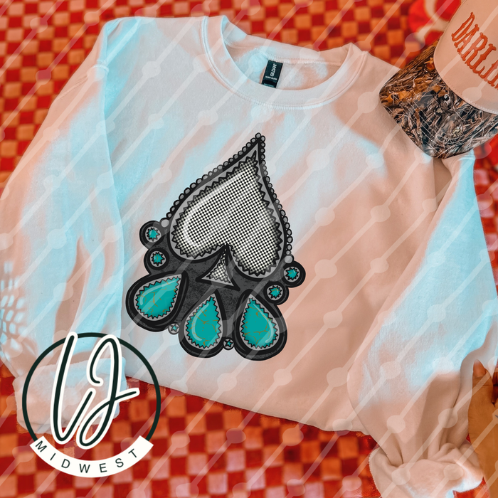 Turquoise Checked Spade