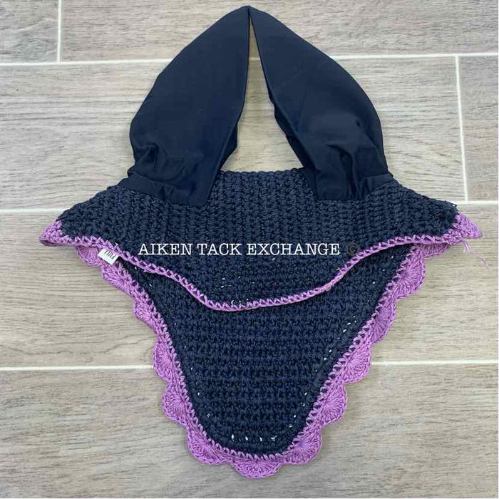 USG by KL Select Fly Veil Ear Bonnet, Navy/Lilac, Size Full, Brand New