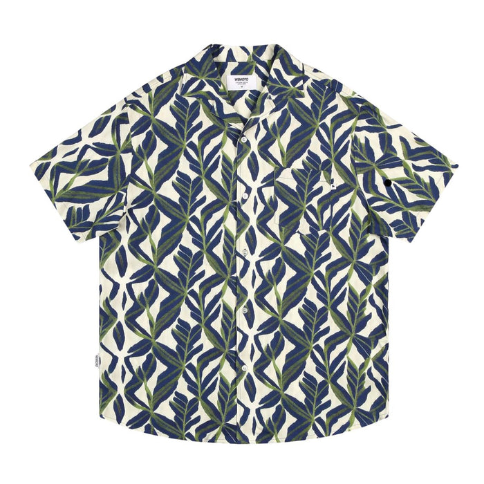 Wemoto Viscose Resort Collar Shirt Navy Blue Green