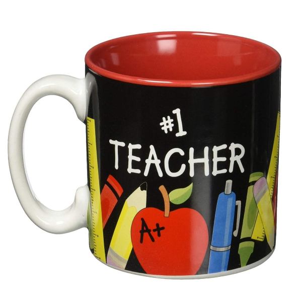 #1 Teacher 12 oz. Ceramic Mug Front