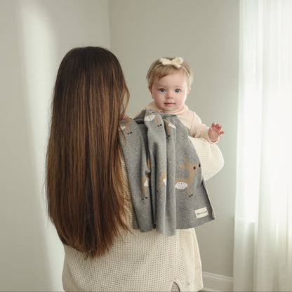 100% Luxury Cotton Receiving Swaddle Baby Blanket - Deer: Sage