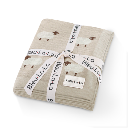 100% Luxury Cotton Receiving Swaddle Baby Blanket - Sheep: Taupe