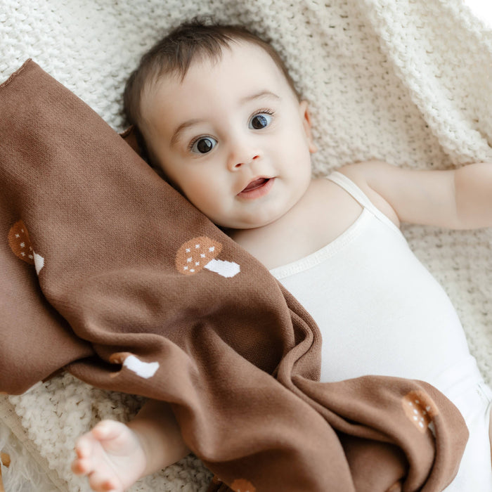 100% Luxury Cotton Swaddle Receiving Baby Blanket - Mushroom: Camel