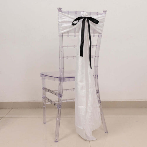 Clear chiavari chair with white and black ribbon decor