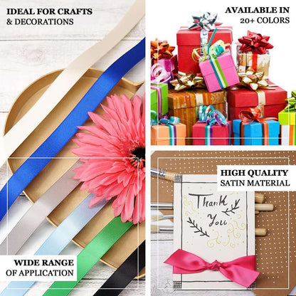 Satin ribbons in various colors, ideal for crafts and decorations.