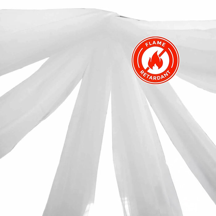 Flame-retardant white fabric drapery with flowing texture