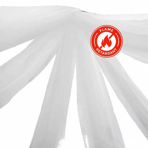 Flame-retardant white fabric drapery with flowing texture
