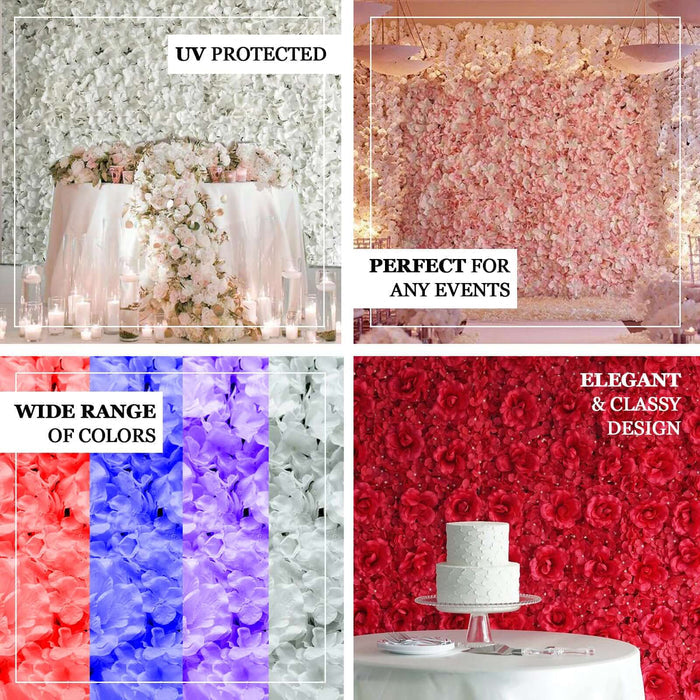 Flower wall backdrops for events, featuring various colors and elegant design.