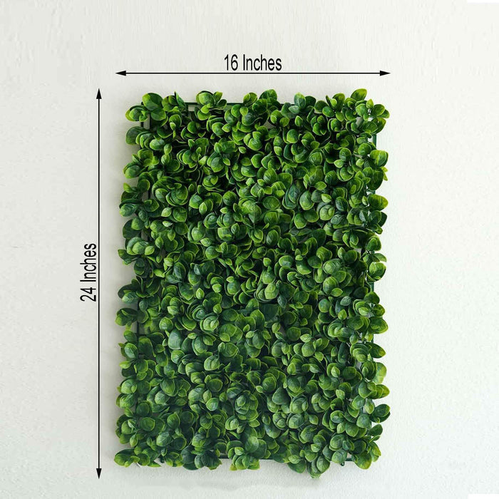 Artificial green leaf wall panel, 16x24 inches for home decor.