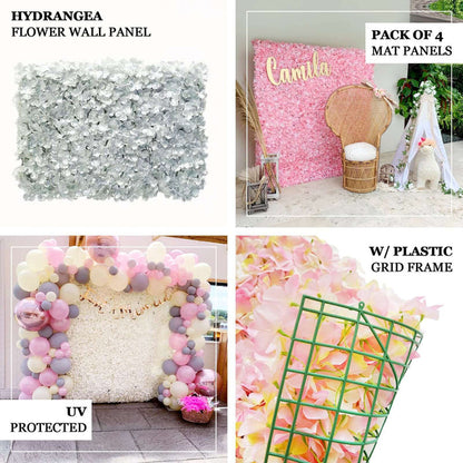 Hydrangea flower wall panel for events, featuring UV protection and grid frame options.