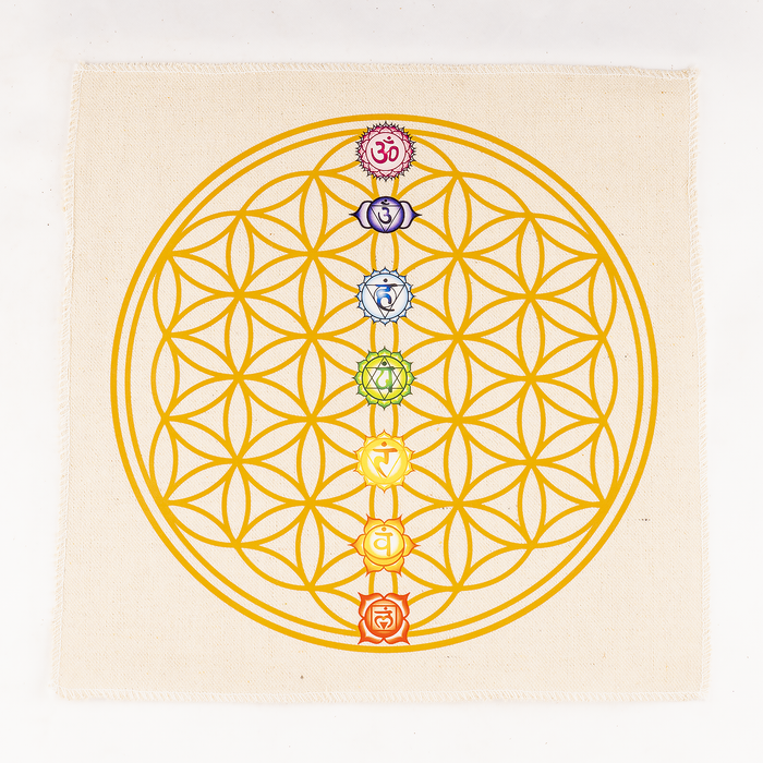 12-Inch Crystal Grid Cloth 7 chakra – Sacred Geometry Altar Mat for Meditation & Reiki