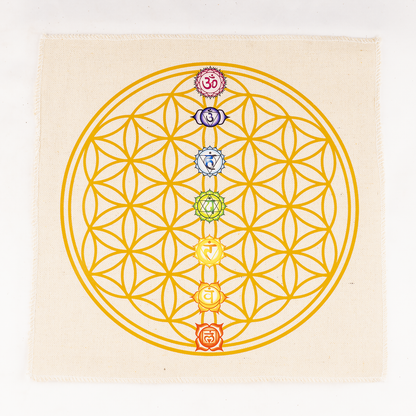 12-Inch Crystal Grid Cloth 7 chakra – Sacred Geometry Altar Mat for Meditation & Reiki
