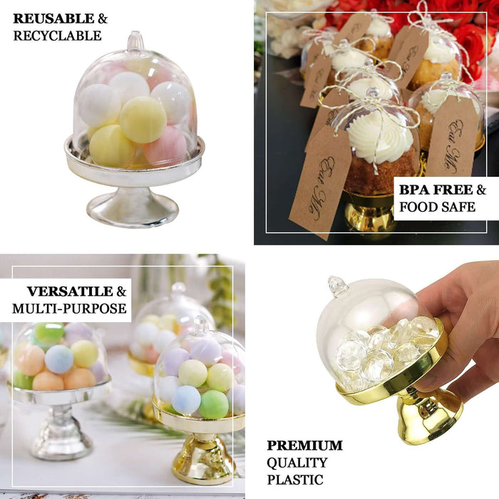 Decorative dessert dome with colorful sweets, BPA free and reusable.