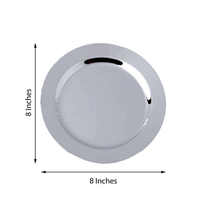 8-inch shiny silver plate on a white background