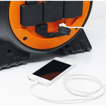 15M Roller Mobile Mains Power Unit with LED Light