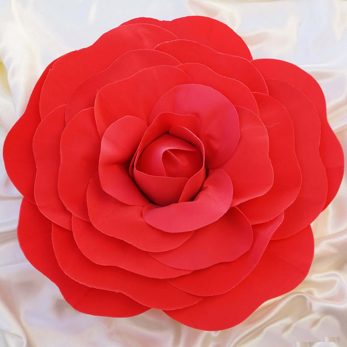 Red paper flower decoration, layered petals, perfect for events and home decor.