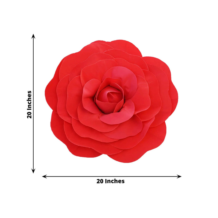 Red flower decoration, 20 inches in size, on plain background.