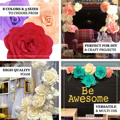 Colorful foam flower decorations for DIY and craft projects.