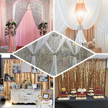 Decorative backdrop ideas featuring sequins and drapes for events and celebrations.