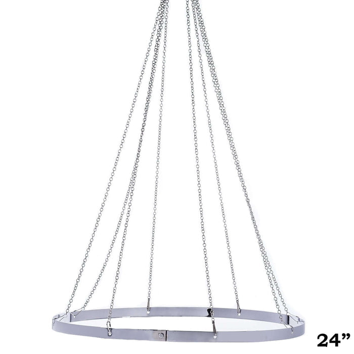 24-inch metal chandelier frame with hanging chains