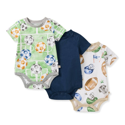 3-Pack Field Goal & Soccer Field Baby Boy Bodysuits: 0-3M