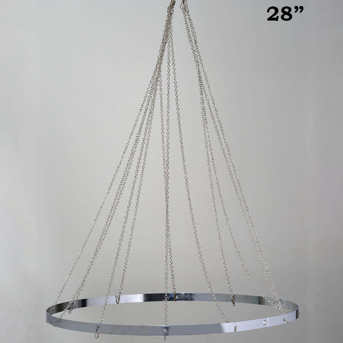 28-inch chrome chandelier frame with hanging chains