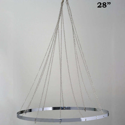 28-inch chrome chandelier frame with hanging chains