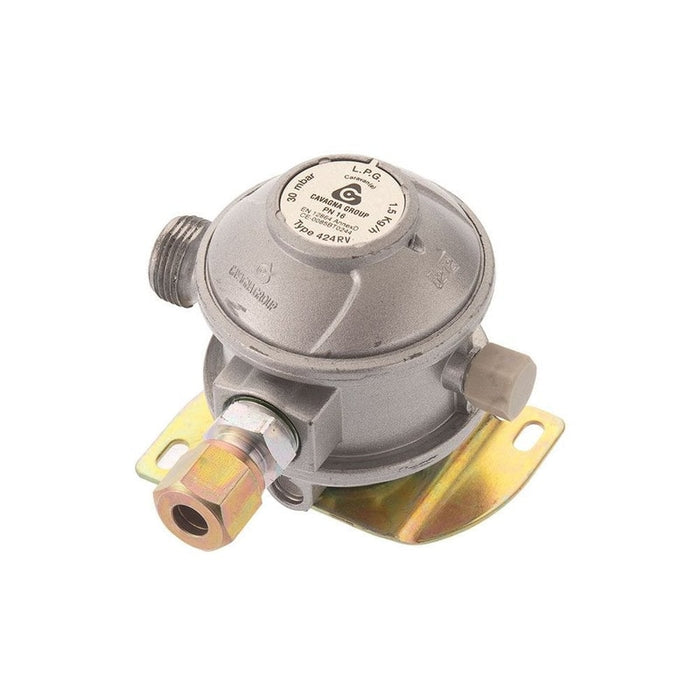 30mbar Caravan Gas Regulator 8mm - Angled Inlet