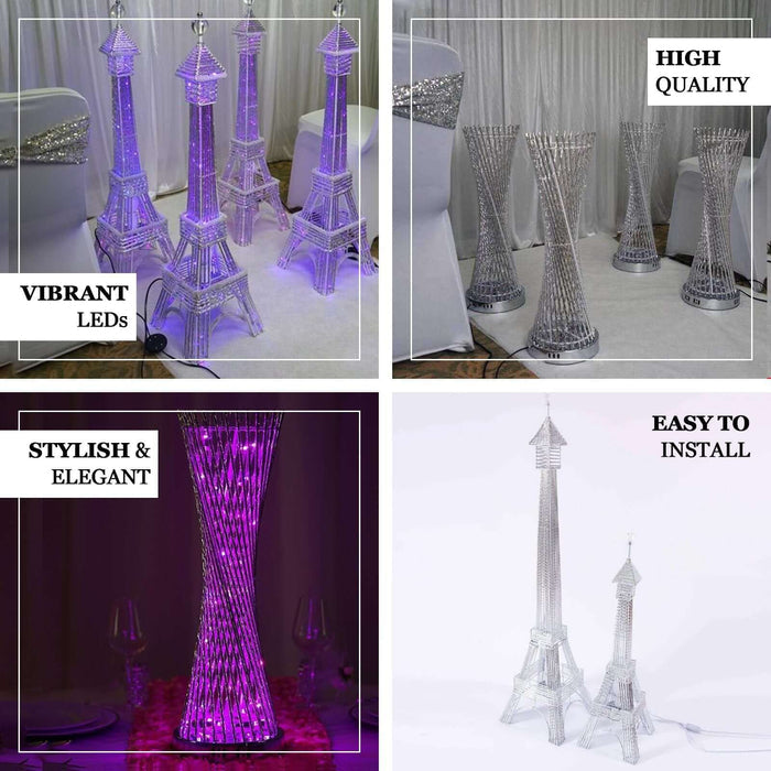 Vibrant LED Eiffel Tower decor with stylish designs for elegant events.