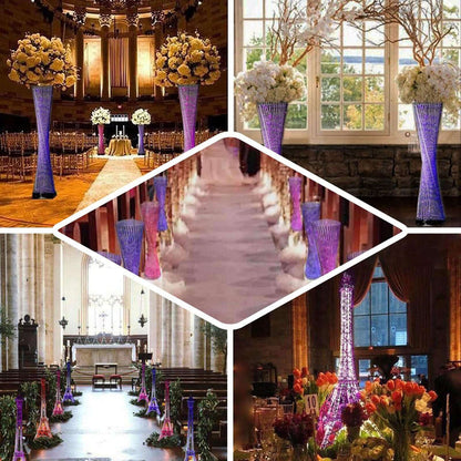 Elegant floral arrangements in a stunning wedding venue collage.