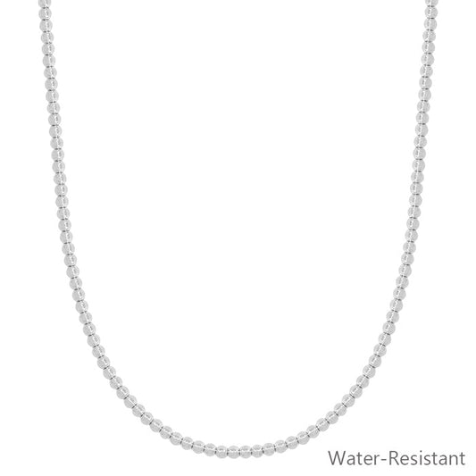 3MM WATER RESISTANT BEADED NECKLACE, SILVER