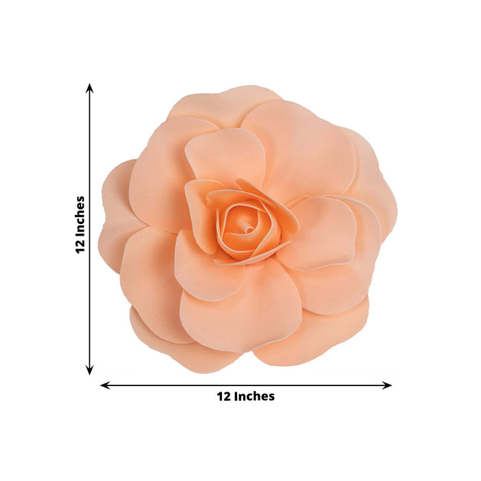 Peach decorative flower with 12-inch dimensions on a plain background