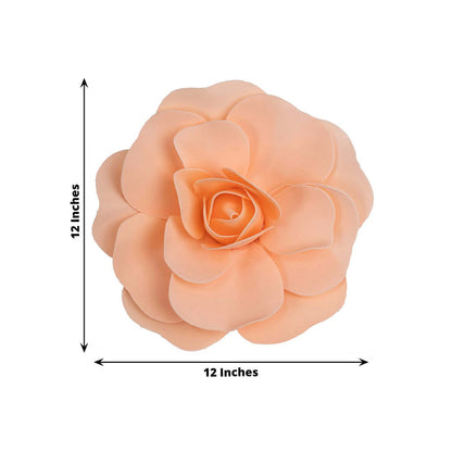 Peach decorative flower with 12-inch dimensions on a plain background