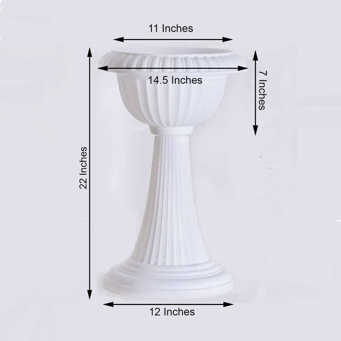 White decorative pedestal with dimensions 22" x 12" x 11"