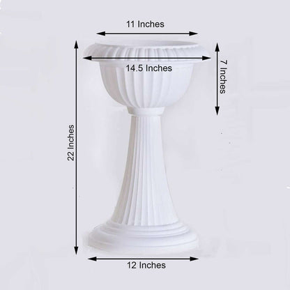 White decorative pedestal with dimensions 22" x 12" x 11"