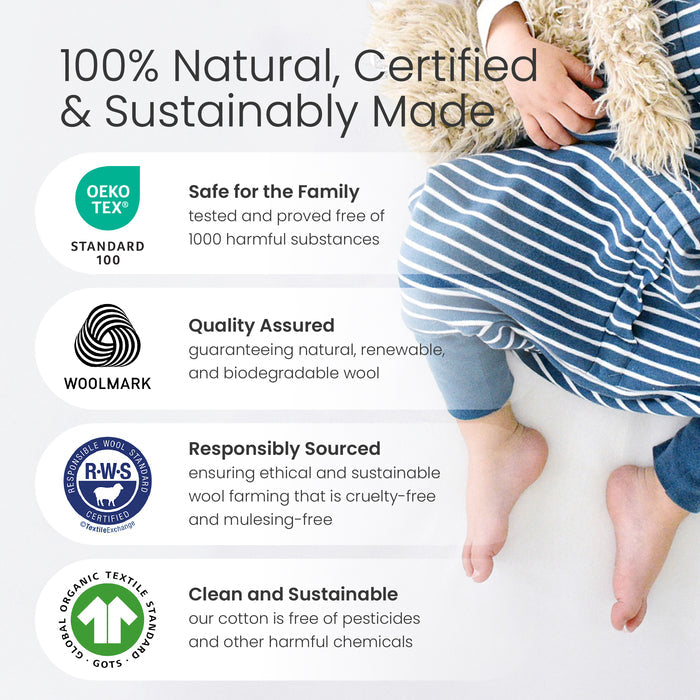 4 Season® Baby Sleep Bag with Feet, Merino Wool & Organic Cotton, Sheep