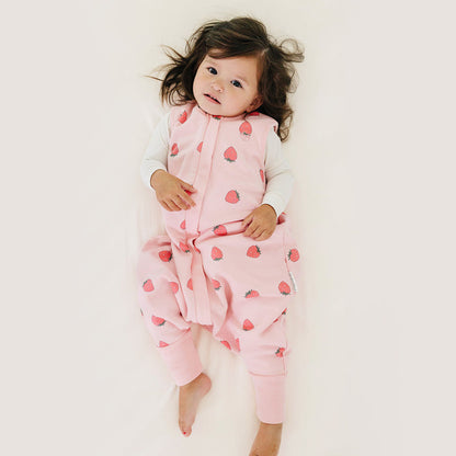 4 Season® Baby Sleep Bag with Feet, Merino Wool & Organic Cotton, Strawberry