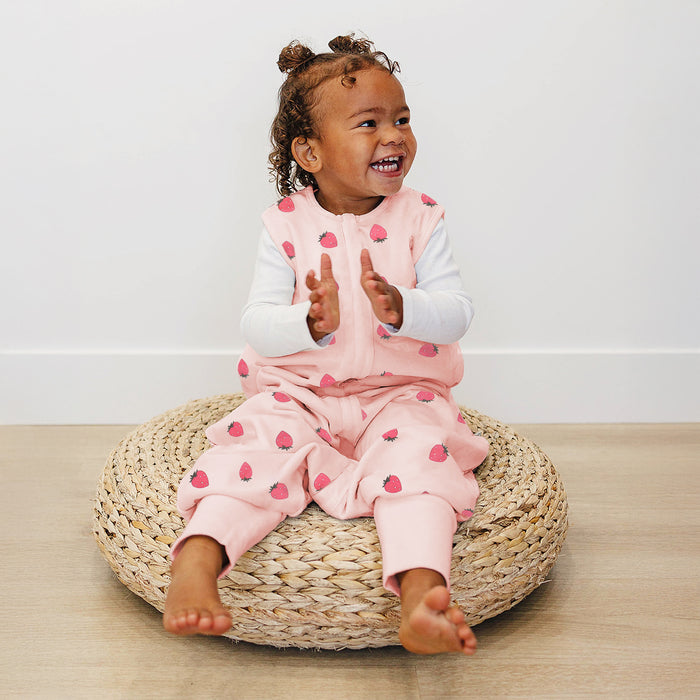 4 Season® Baby Sleep Bag with Feet, Merino Wool & Organic Cotton, Strawberry
