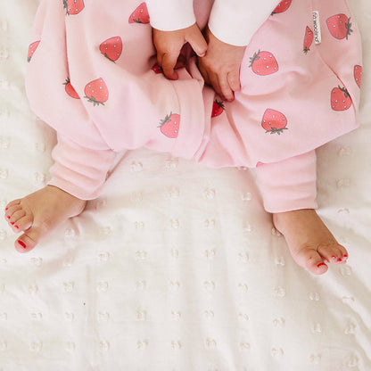 4 Season® Baby Sleep Bag with Feet, Merino Wool & Organic Cotton, Strawberry