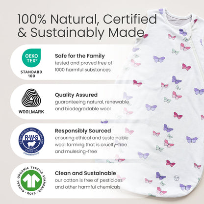 4 Season® Classic Baby Sleeping Bag, Merino Wool & Organic Cotton, Sage