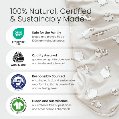 4 Season® Ultimate Baby Sleep Bag, Merino Wool & Organic Cotton, Strawberry
