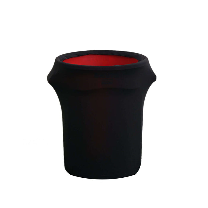 Black waste bin with red interior, stylish and modern design.