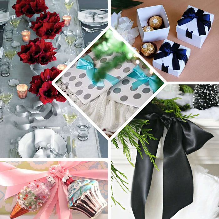 Christmas-themed table setting with decorations and gifts.
