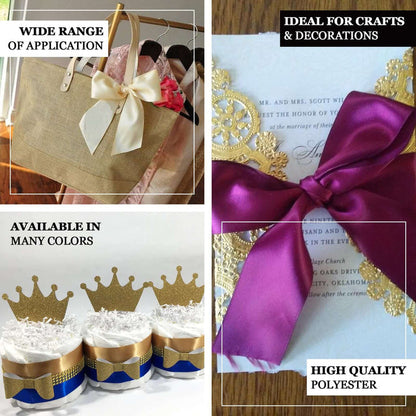 High-quality polyester ribbons available in various colors for crafts and decorations.