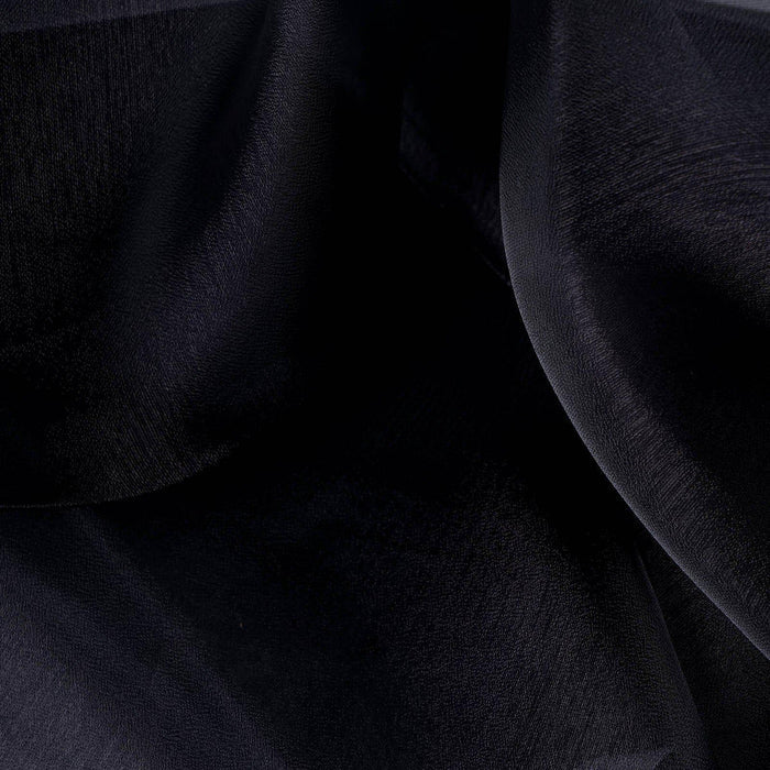 Black sheer fabric with soft texture and flowing drape.
