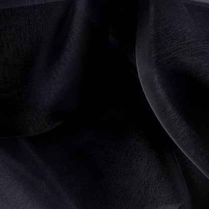 Black sheer fabric with soft texture and flowing drape.