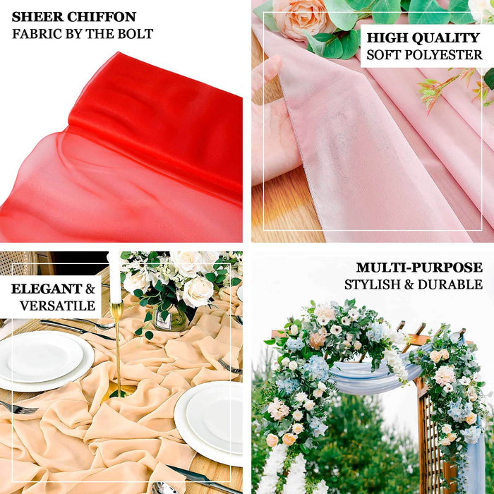 Sheer chiffon fabric in red and beige, stylish and versatile for various occasions.