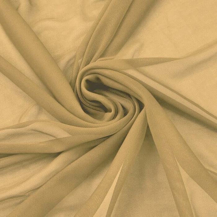 Beige sheer fabric in a swirling pattern.